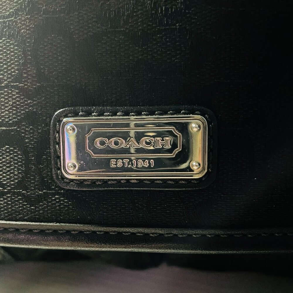 COACH Black Signature Messenger Crossbody Work Travel Bag - Picture 2 of 13